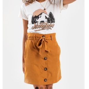 Paperbag button mini skirt